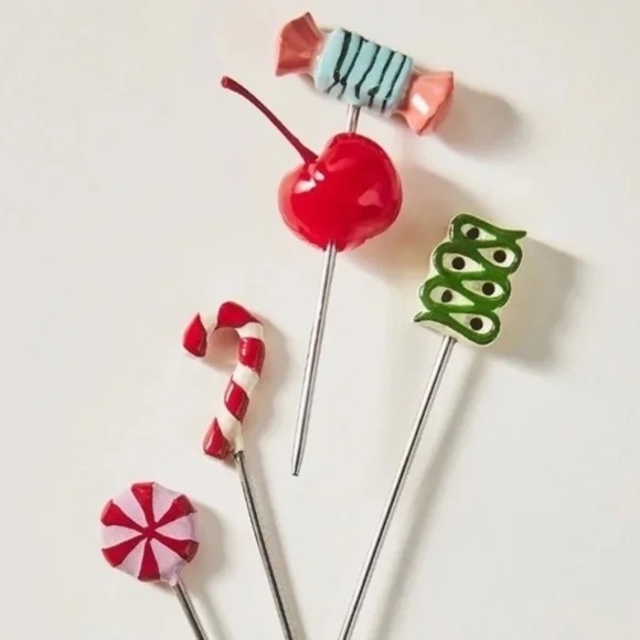 Anthropologie Other - NWT Anthropologie Christmas Candy Bon Bon Cocktail Picks